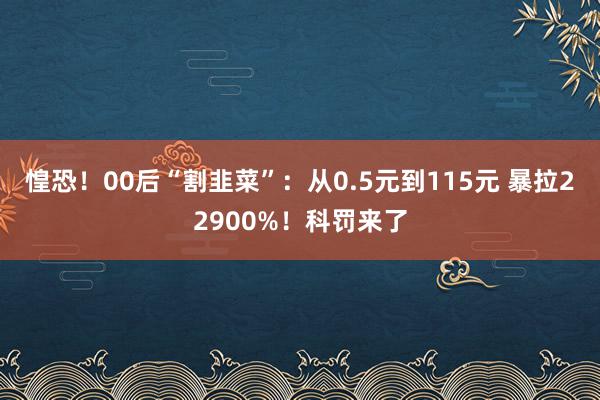 惶恐！00后“割韭菜”：从0.5元到115元 暴拉22900%！科罚来了