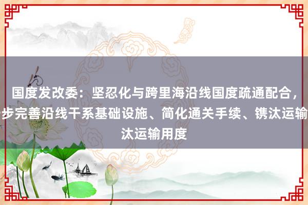 国度发改委：坚忍化与跨里海沿线国度疏通配合，进一步完善沿线干系基础设施、简化通关手续、镌汰运输用度