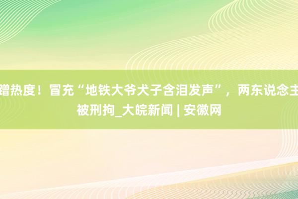 蹭热度！冒充“地铁大爷犬子含泪发声”，两东说念主被刑拘_大皖新闻 | 安徽网