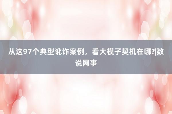 从这97个典型讹诈案例，看大模子契机在哪?|数说网事