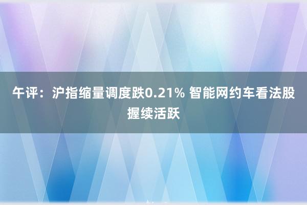 午评：沪指缩量调度跌0.21% 智能网约车看法股握续活跃