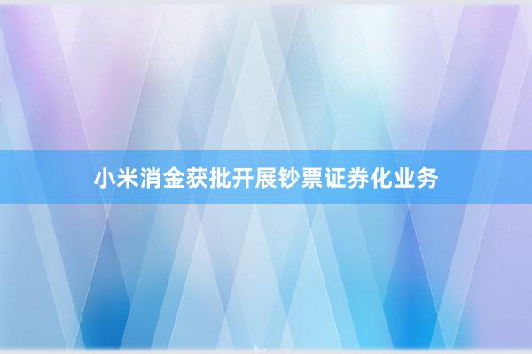 小米消金获批开展钞票证券化业务