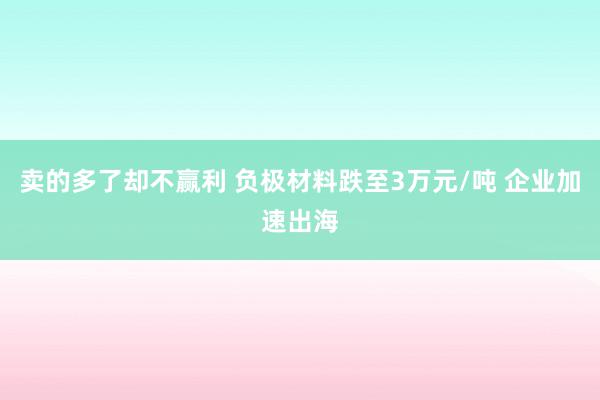 卖的多了却不赢利 负极材料跌至3万元/吨 企业加速出海